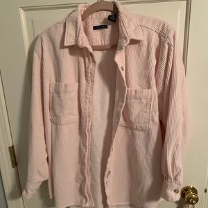 Baby pink corduroy button up